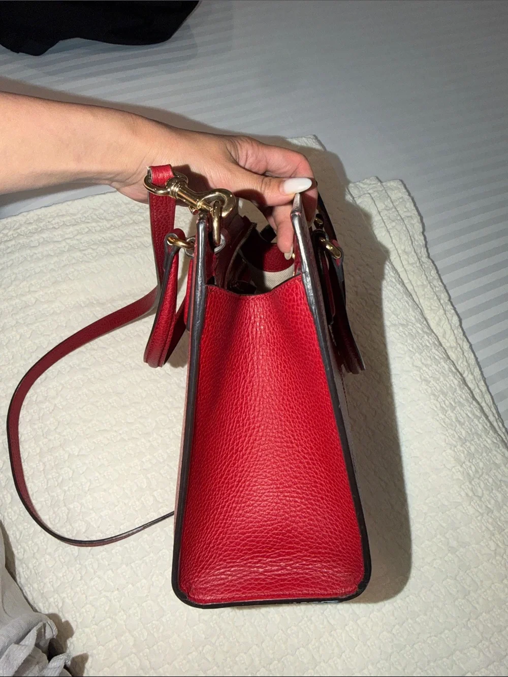 Gucci Red Pebbled Leather Top-Handle Satchel